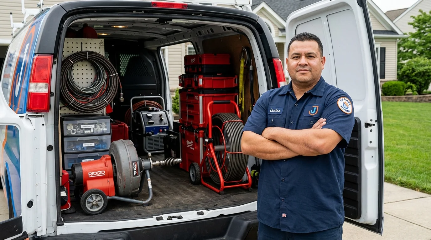 Professional drain cleaning equipment and Johns Plumbing LLC plumber in Bellevue