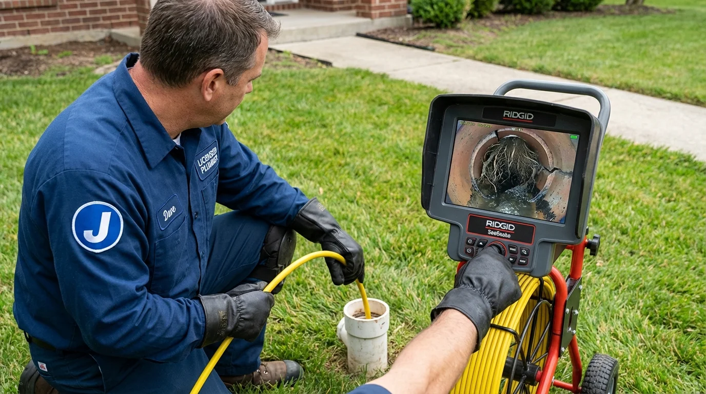 Sewer camera inspection being performed by Johns Plumbing LLC in Bellevue